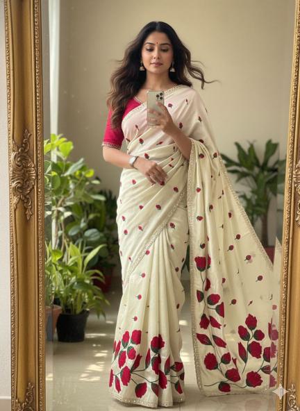 Svara rangoli silk saree parra design